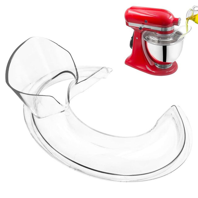 Pouring Shield for Kitchen Aid Stand Mixer, 4.5-5QT Bowls Stainless Steel, Glass, Ceramic Attachments Secure Splash Guard for Kitchen aid Tilt-Head Stand Mixers (Clear)