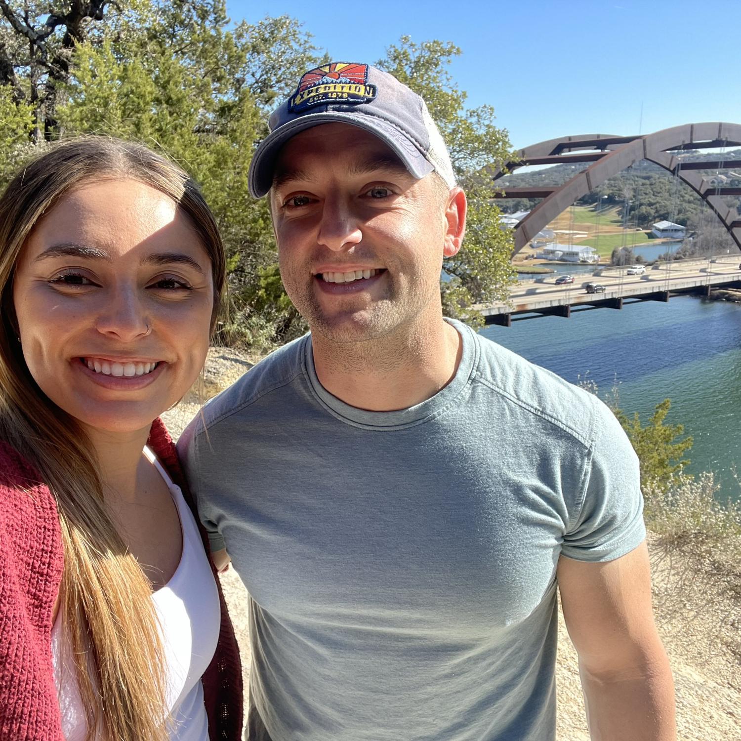 Our first Valentine’s Day together! A picnic at the 360 Bridge in Austin, TX
