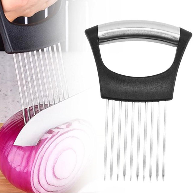 Stainless Steel Onion Slice Holder, Stainless Steel Onion Holder for Slicing Lemon Slicer Vegetable Cutter (1)