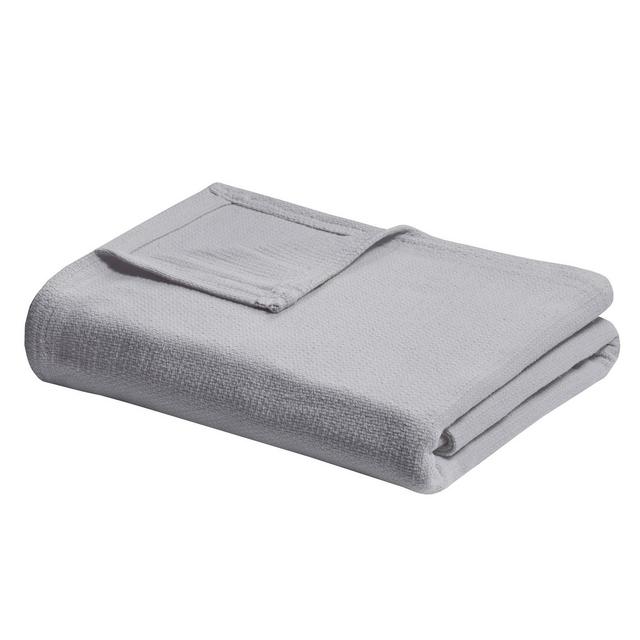 King Freshspun Basketweave Cotton Bed Blanket Gray