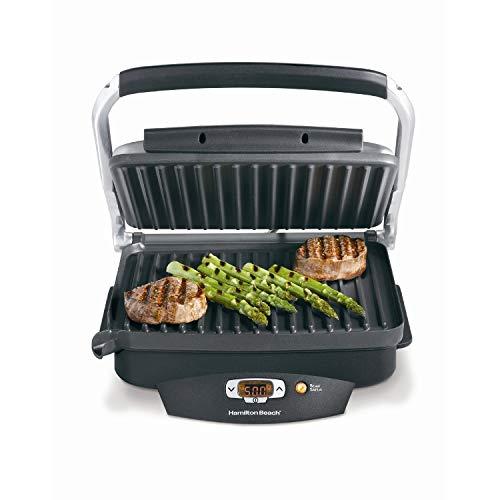 Hamilton Beach Steak Lover's Electric Indoor Searing Grill, Nonstick 100 Square, Stainless Steel (25331)