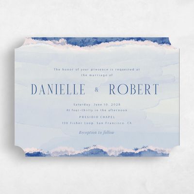 Blue Ticket Wedding Invitation - Balla Landscape