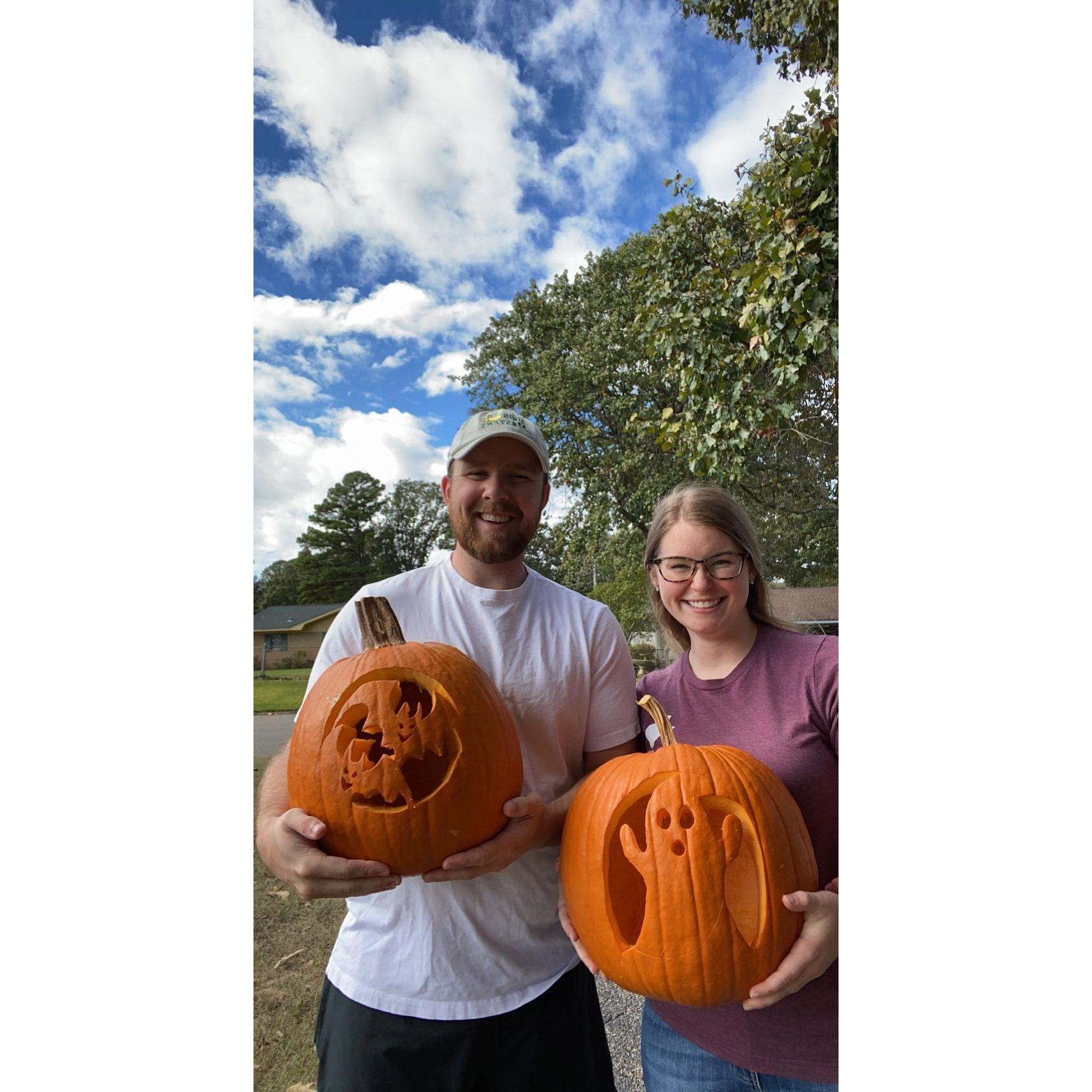 Our first carved pumpkins together!