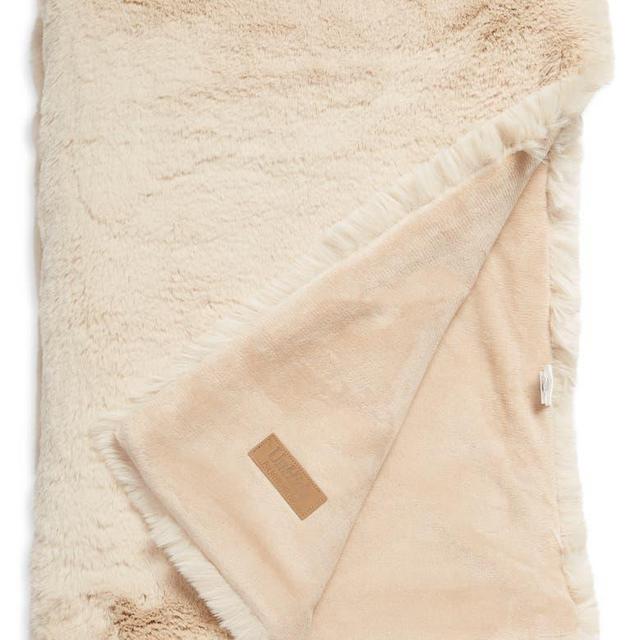 The Marshmallow 2.0 Medium Faux Fur Throw Blanket in Beige Bear