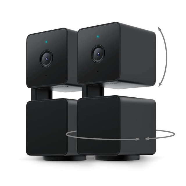 WYZE Cam Pan v3 Indoor/Outdoor IP65-Rated 1080p Pan/Tilt/Zoom Wi-Fi Smart Home Security Camera with Color Night Vision, 2-Way Audio, Compatible with Alexa & Google Assistant, Black, 2-Pack