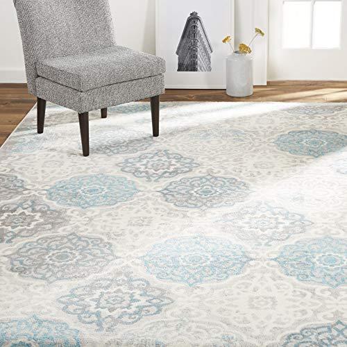 Home Dynamix Boho Andorra Bohemian Area Rug, Transitional Gray/Aqua/Ivory 6'6"x9'6"