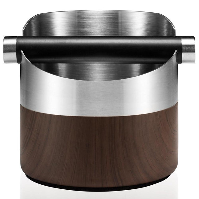 MUTEX Espresso Knock Box, Stainless Steel Coffee Grounds Knock Box with Removable Knock Bar, Non-Slip Rubber Base & Wood Bin - Dishwasher Safe Espresso Machine Accessory (2026 Version)