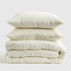 European Linen Duvet Cover Set - Ivory Full/Queen