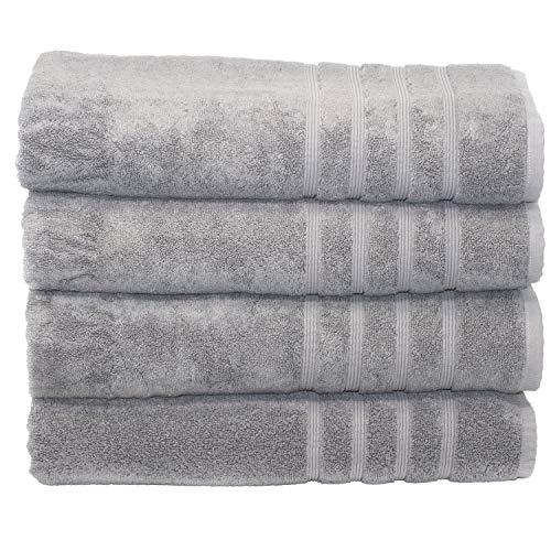 Mosobam 700 GSM Hotel Luxury Bamboo-Cotton, Bath Towel Sheets 35X70, Grey, Set of 4, Quick Dry, Soft Spa-Like Turkish Bathroom Sets, Oversized Extra Large Body Sheet Gray Towels, Prime Bulk