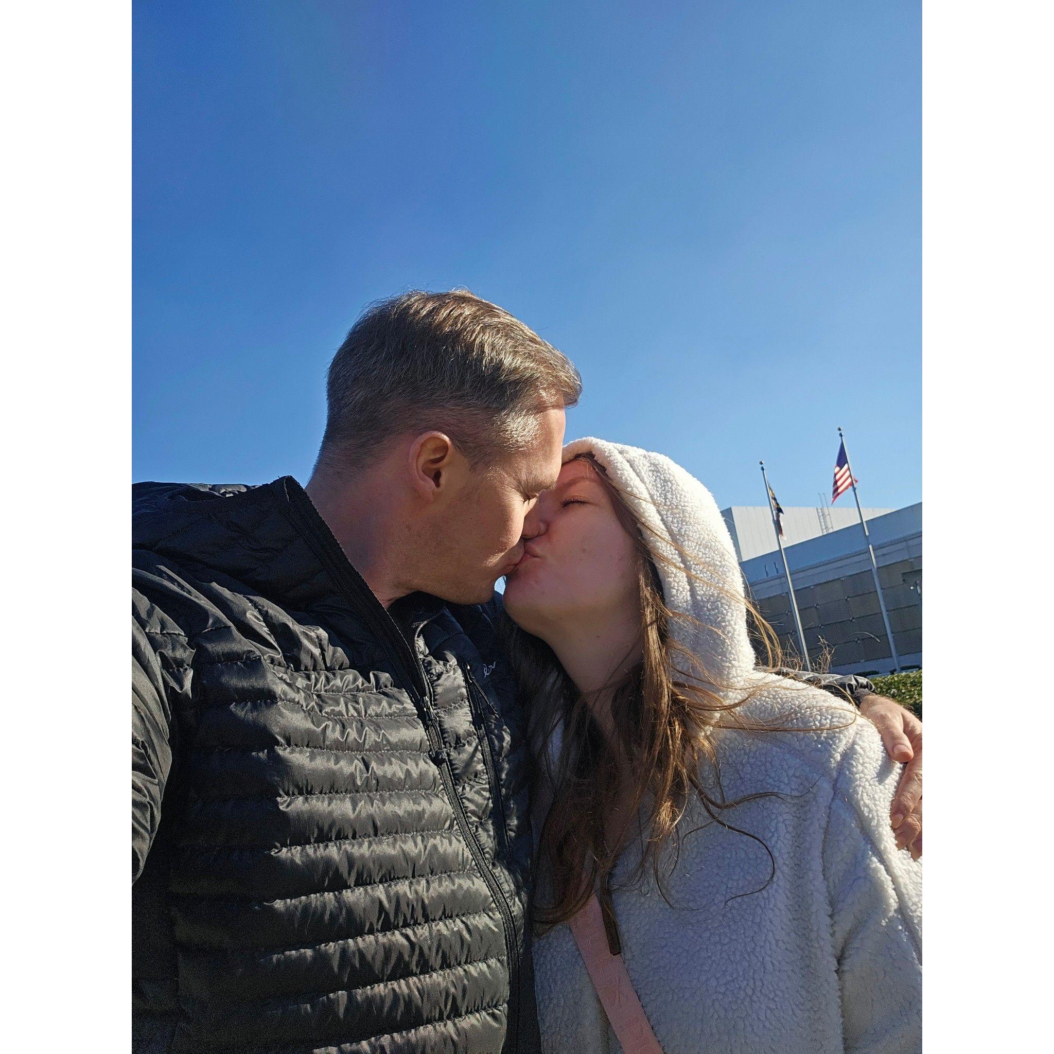 Winter Kisses in front of the Army airborne and special ops museum. Got to learn a lot about what he does.