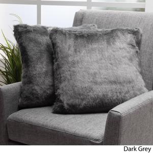 Ellison Dark Grey Decorative Faux Fur Fabric Throw Pillow (Set of 2) | Ideal for the Living Room or Bedroom | Plush Texture