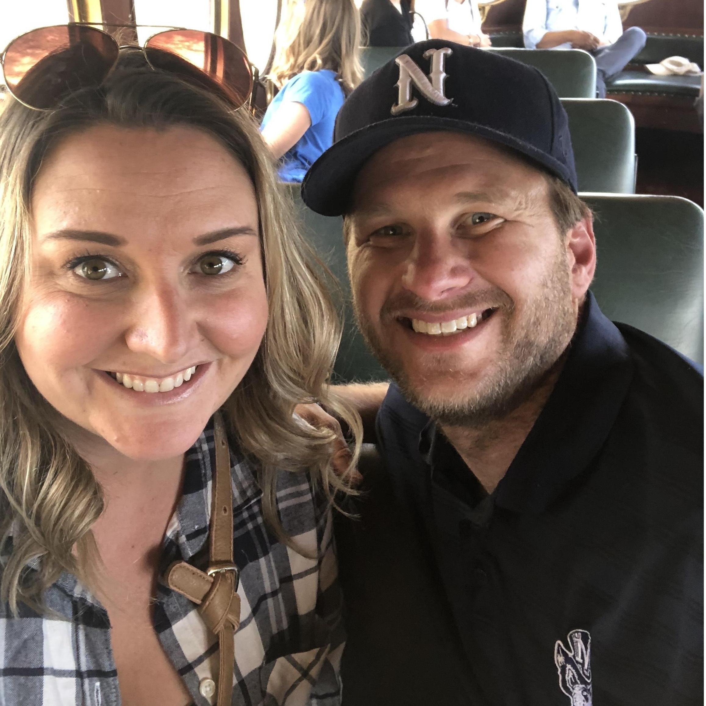 Mandatory photo of Peter on a train.