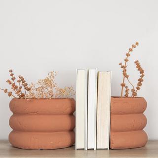 Terracotta Vase Bookend, Set of 2