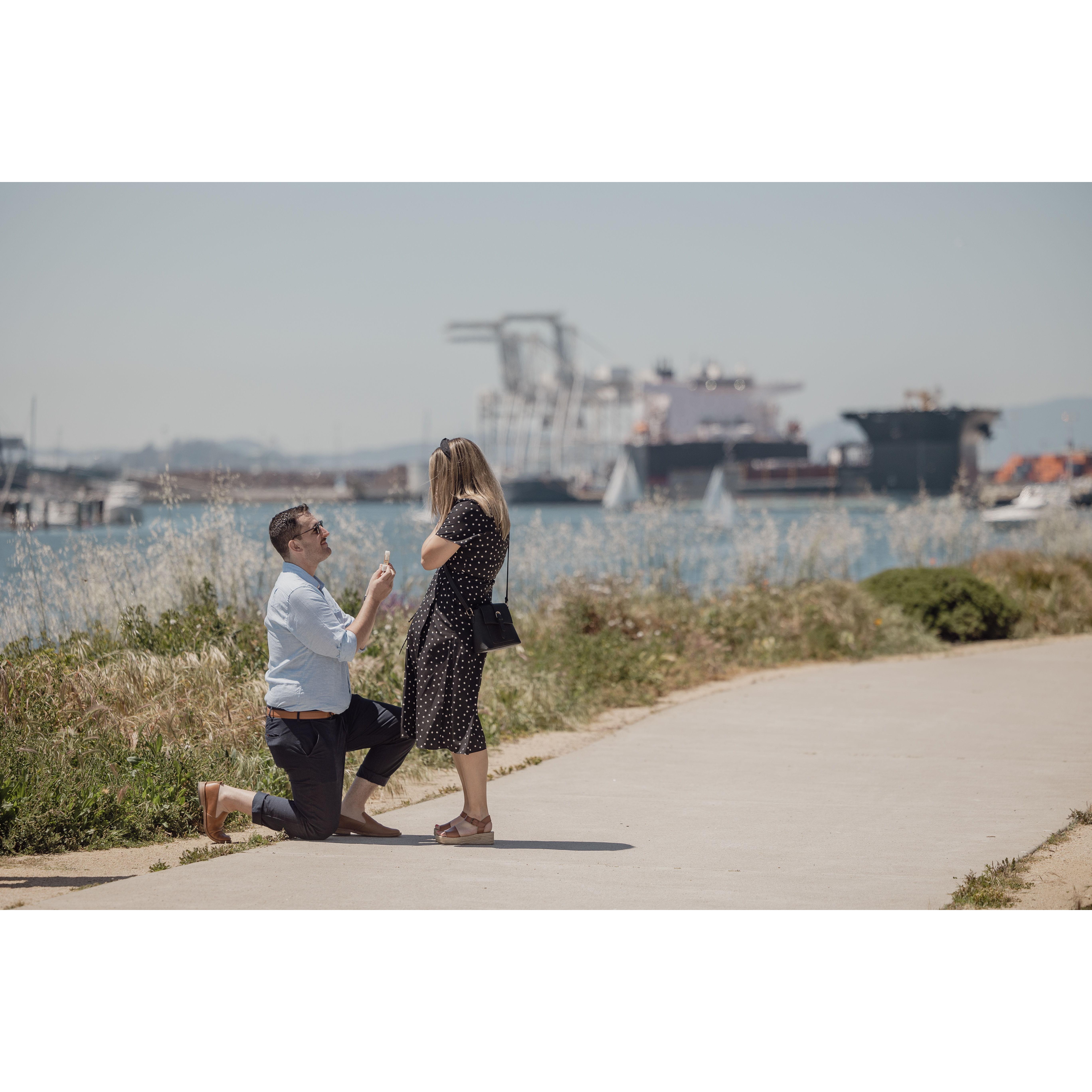 James proposed in Oakland where we met and took a walk on one of our first dates.