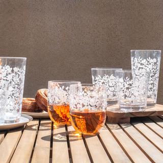 Vines Etch Acrylic Stemless Glass, Set of 6