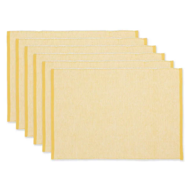 Design Imports Honey Gold Eco-Friendly Chambray Fine Ribbed Placemat Set/6