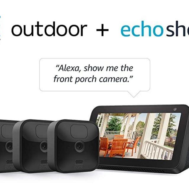 Echo Show 5 (Charcoal) with All-new Blink Outdoor- 3 camera kit
