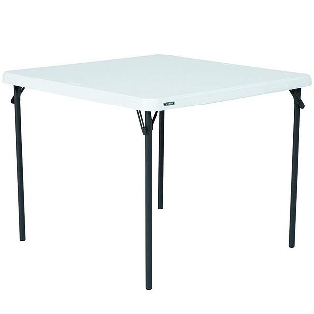 LIFETIME 80783 37-Inch Commercial Grade Square Folding Card Table, White Granite