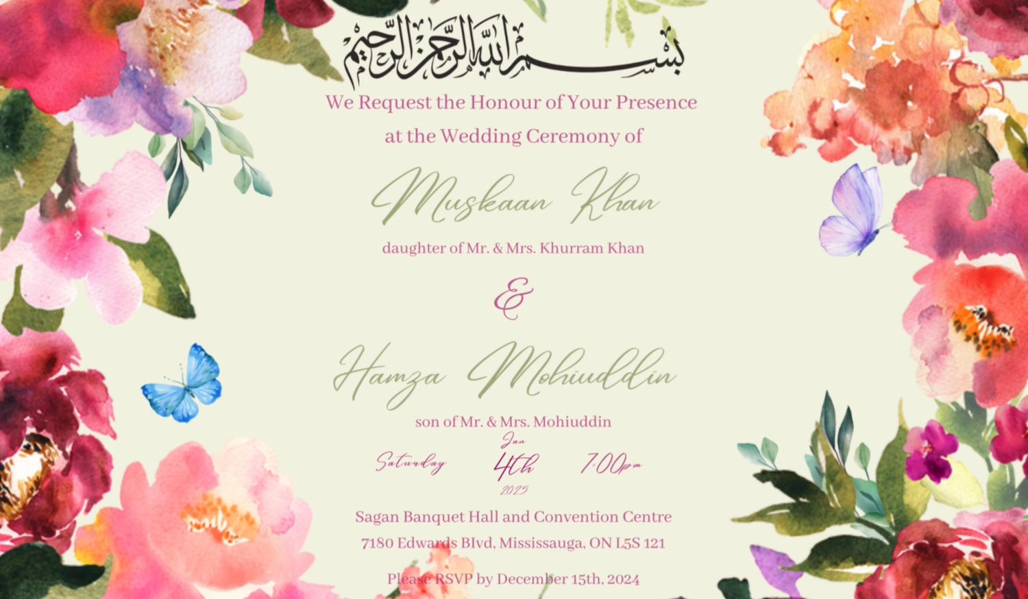 The Wedding Website of Muskaan Khan and Hamza Mohiuddin