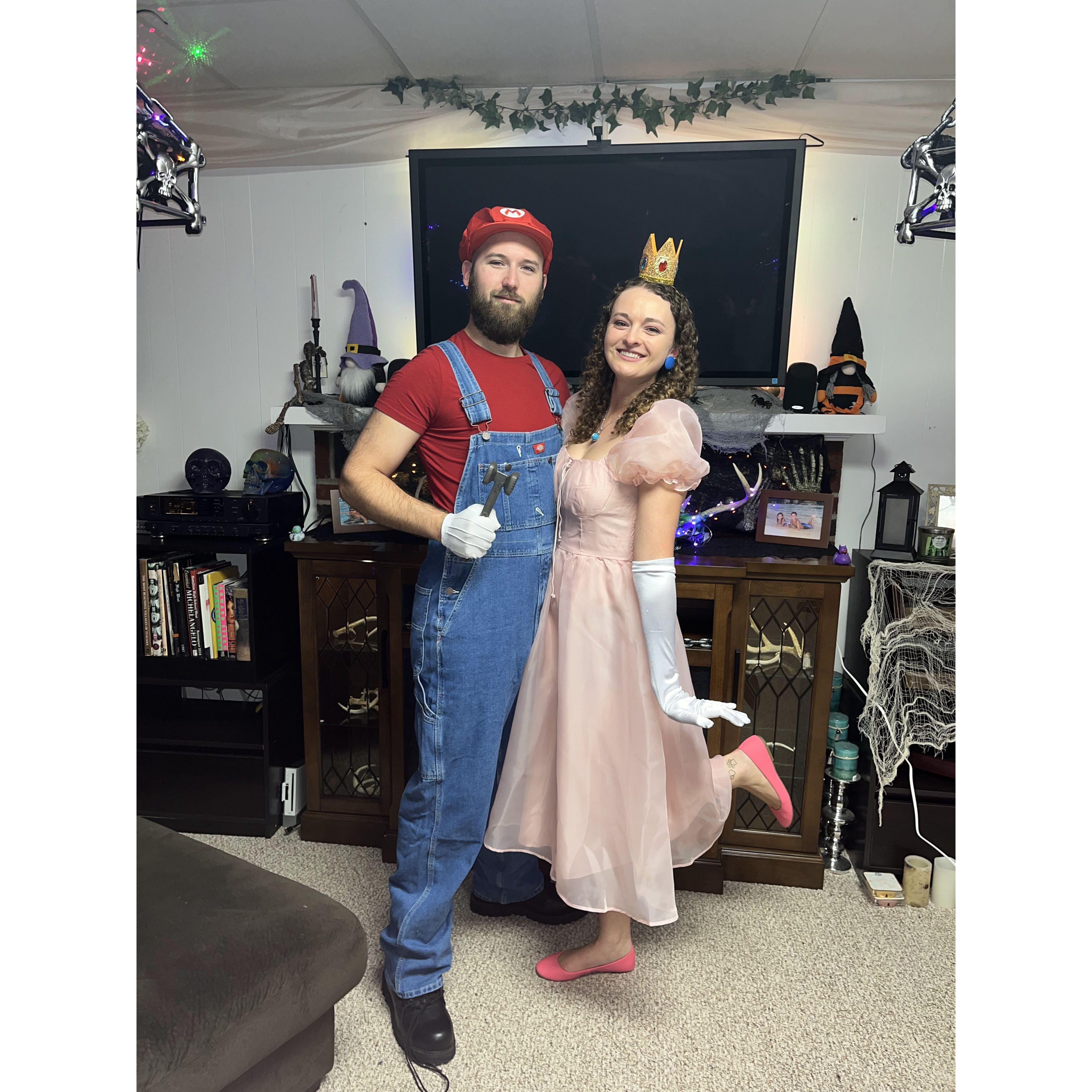 Our 5th couples Halloween costume- Mario & Peach