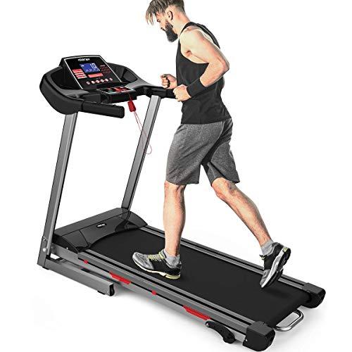 Merax Heavy Duty Treadmill with Wide Shock-Absorbing Running Board, Large LCD Panel and Shortcut Buttons (Black)