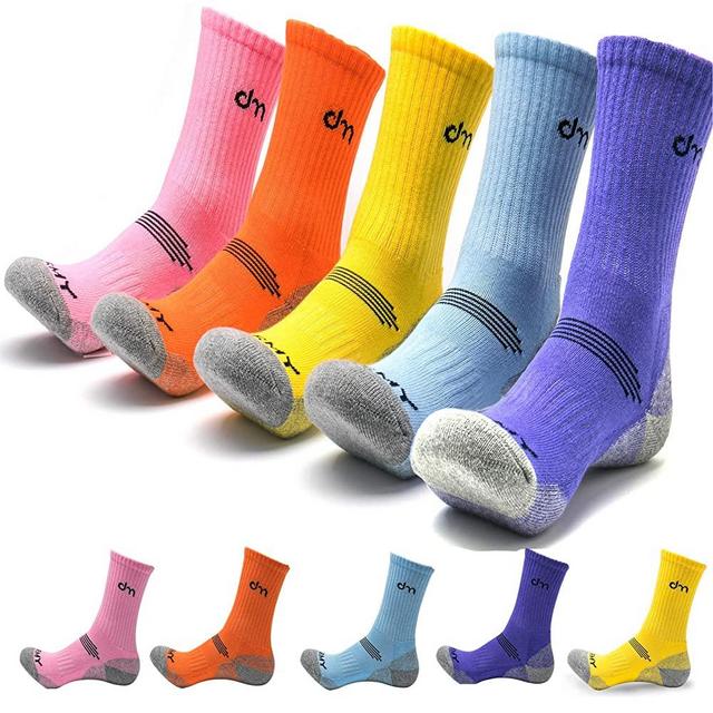 DEARMY Hiking Socks for Women with Cushioned Moisture Wicking Sport Athletic Running Cotton Crew Socks-(5Pairs)