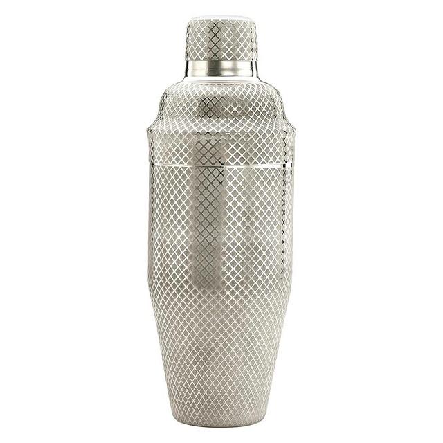 Barfly 3-Piece Diamond Lattice Etch Japanese Cocktail Shaker Set (24 Oz/700ml), Stainless Steel