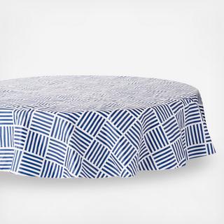 Grid Vinyl Round Tablecloth