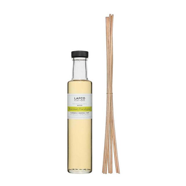LAFCO New York Reed Diffuser Refill, Rosemary Eucalyptus - 8.4 oz - Up to 4-Month Fragrance Life - Includes Natural Wood Reeds - Free of Dyes & Propellants - Made in the USA