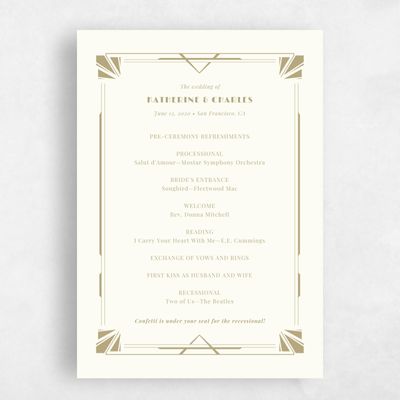 Beige Standard Wedding Program - Baker