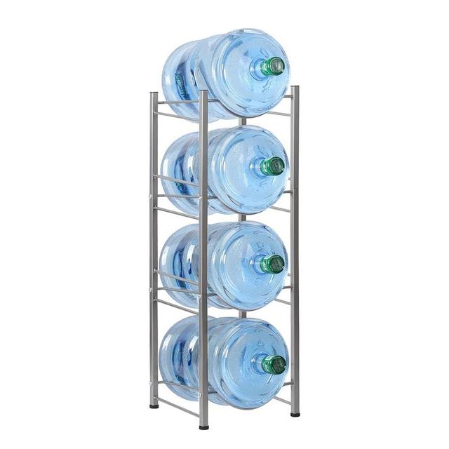 HAITRAL Water Gallon Jug Holder, 4 Tiers Heavy Duty Water Bottle Buddy Display Rack, Silver