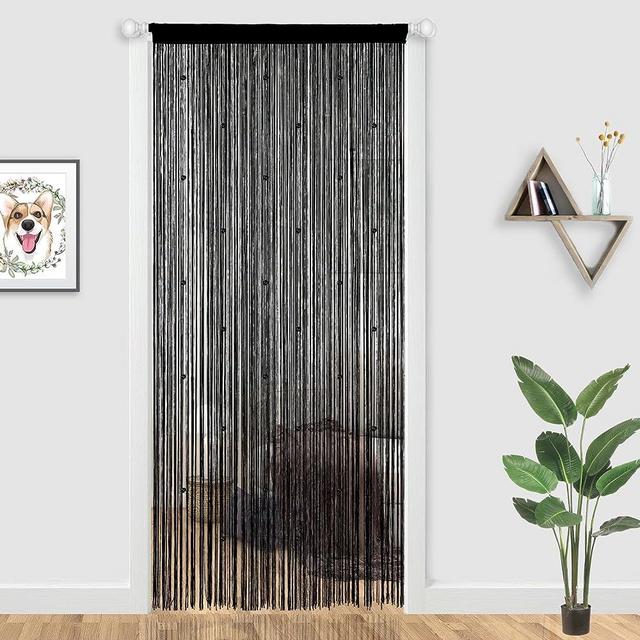 YIIBAII Beaded Curtain Beaded Curtains for Doorways Crystals Suitable for Interior Hanging Decoration and Partitions Closet Curtains (39"x110", Black)