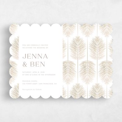Beige Scalloped Wedding Invitation - Curacao Landscape