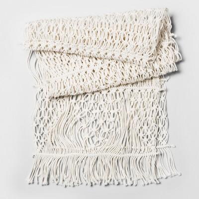 108"x14" Macrame Runner White - Threshold™