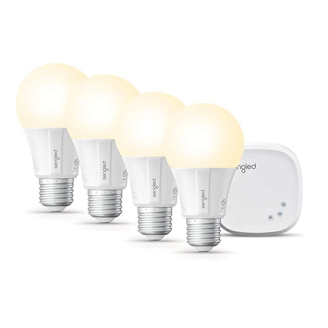 Sengled 9W Starter Kit, Smart Work, Google Home, 2700K Soft White Alexa Light Bulbs A19 E26 Dimmable 800LM, 9 (60W Equivalent), 4 Hub, 4 Count (Pack of 1)