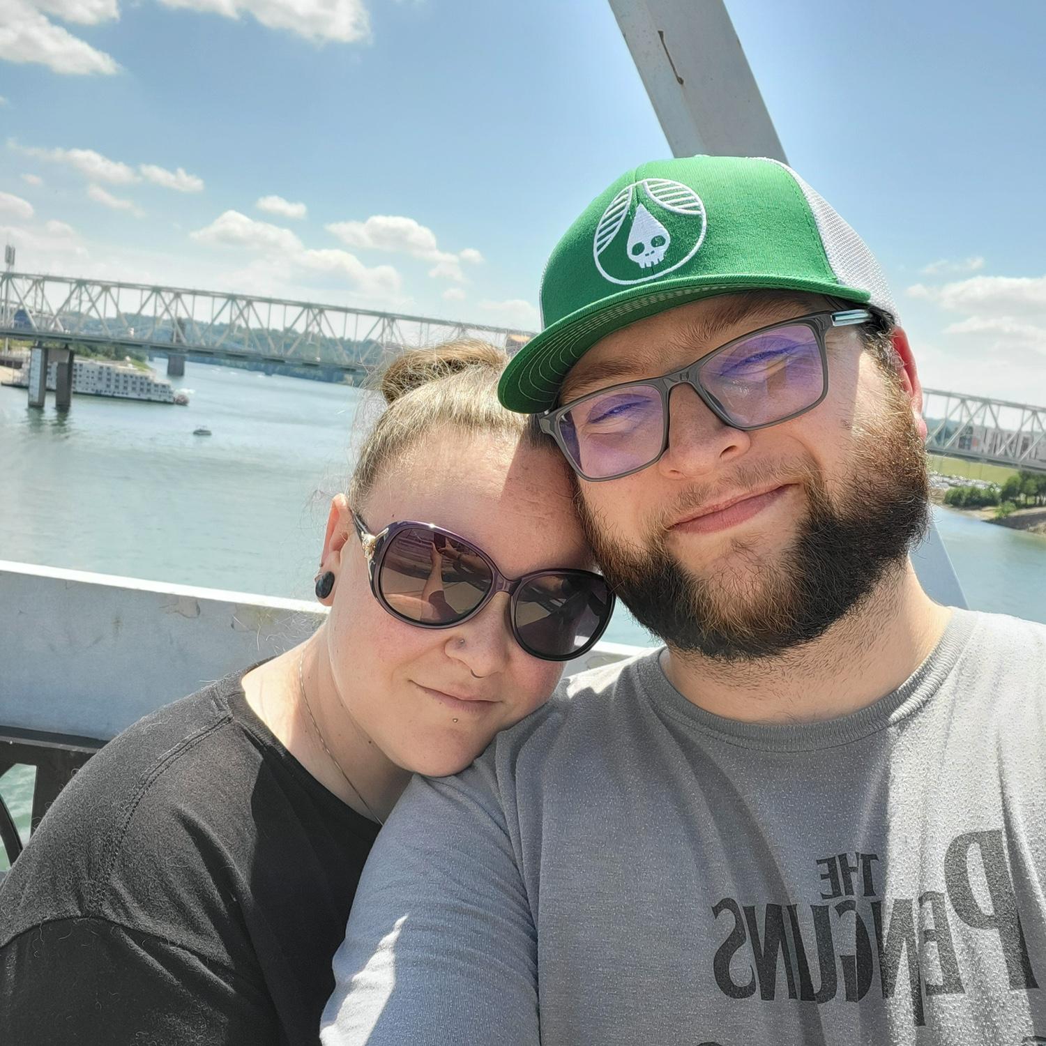 Another one from our anniversary trip -- this time, on the bridge between Cincinnati and Newport.