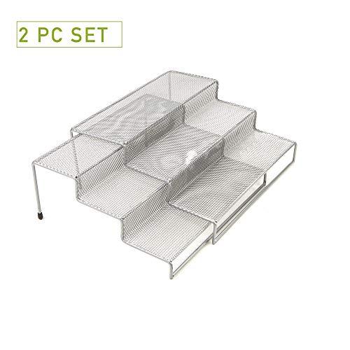 Mind Reader 3 Tier Metal Mesh Kitchen Storage Organizer, 2 Pcs, Silver