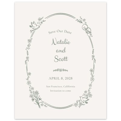 Beige Floral Wedding Digital Save the Date - Harper Portrait