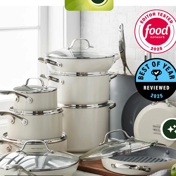 Valencia Pro Ceramic Nonstick 19-Piece Cookware Set | Cream
