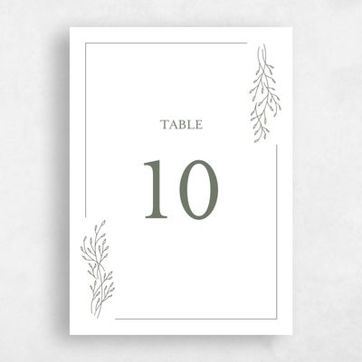 Green Wedding Table Number - Merrion