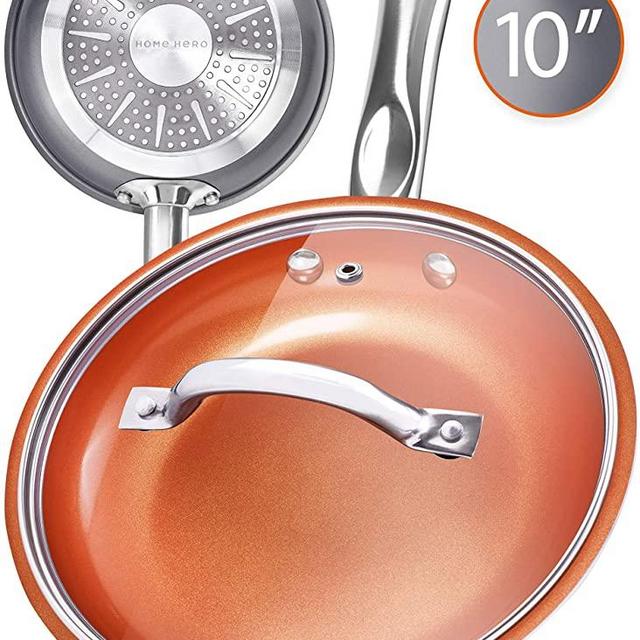 Copper Pan 10 Inch Copper Frying Pan with Lid - Nonstick Frying Pans Ceramic Pan Nonstick Pan Non Stick Pan Copper Pans Nonstick Copper Skillets Nonstick Ceramic Frying Pan Non Stick Frying Pans