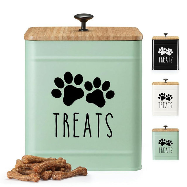 PERFNIQUE Dog Treat Container, Airtight Dog Treat Jar, Dog Cookie Jar for kitchen Counter, Pet Treat Container, Dog Food Storage, Treat Jars for Pets, Cat Treat Container, 8.2x6.2 (Mint)