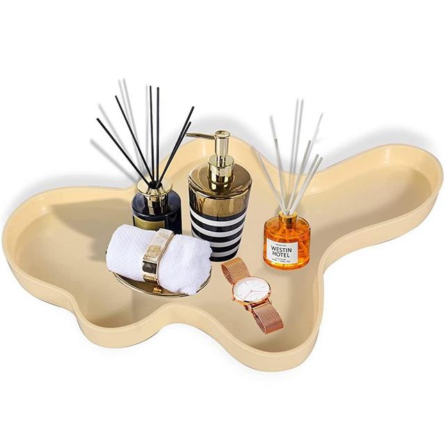 Lioong Irregular Decorative Trinket Trays Jewelry Coffee Storage Tray Candle Holder Tray Home Decor Gift for Women Mom Girls