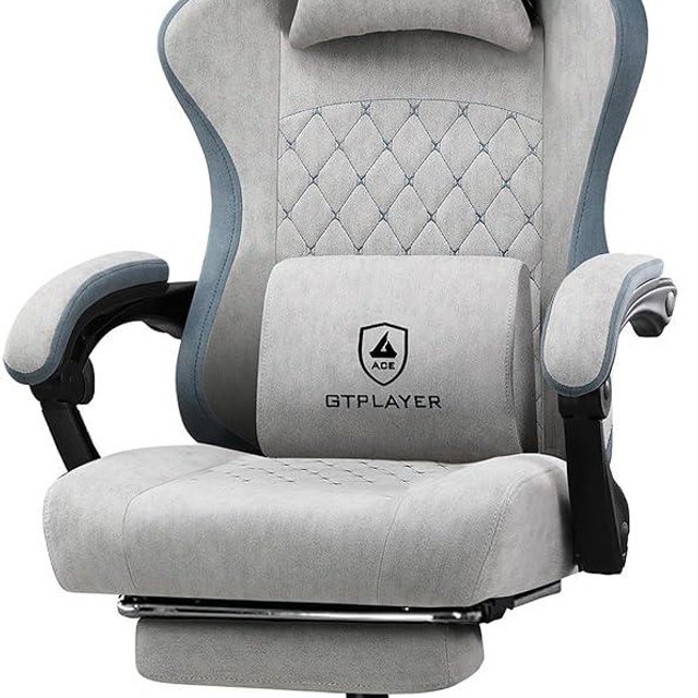 GTPLAYER Gaming Chair, Computer Office Chair with Pocket Spring Cushion, Linkage Armrests and Footrest, High Back Ergonomic Computer Chair with Lumbar Support Task Chair with Footrest