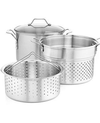 Simply Stainless Steel 8 Qt. Covered Multi-Pot with Strainer & Steamer Inserts