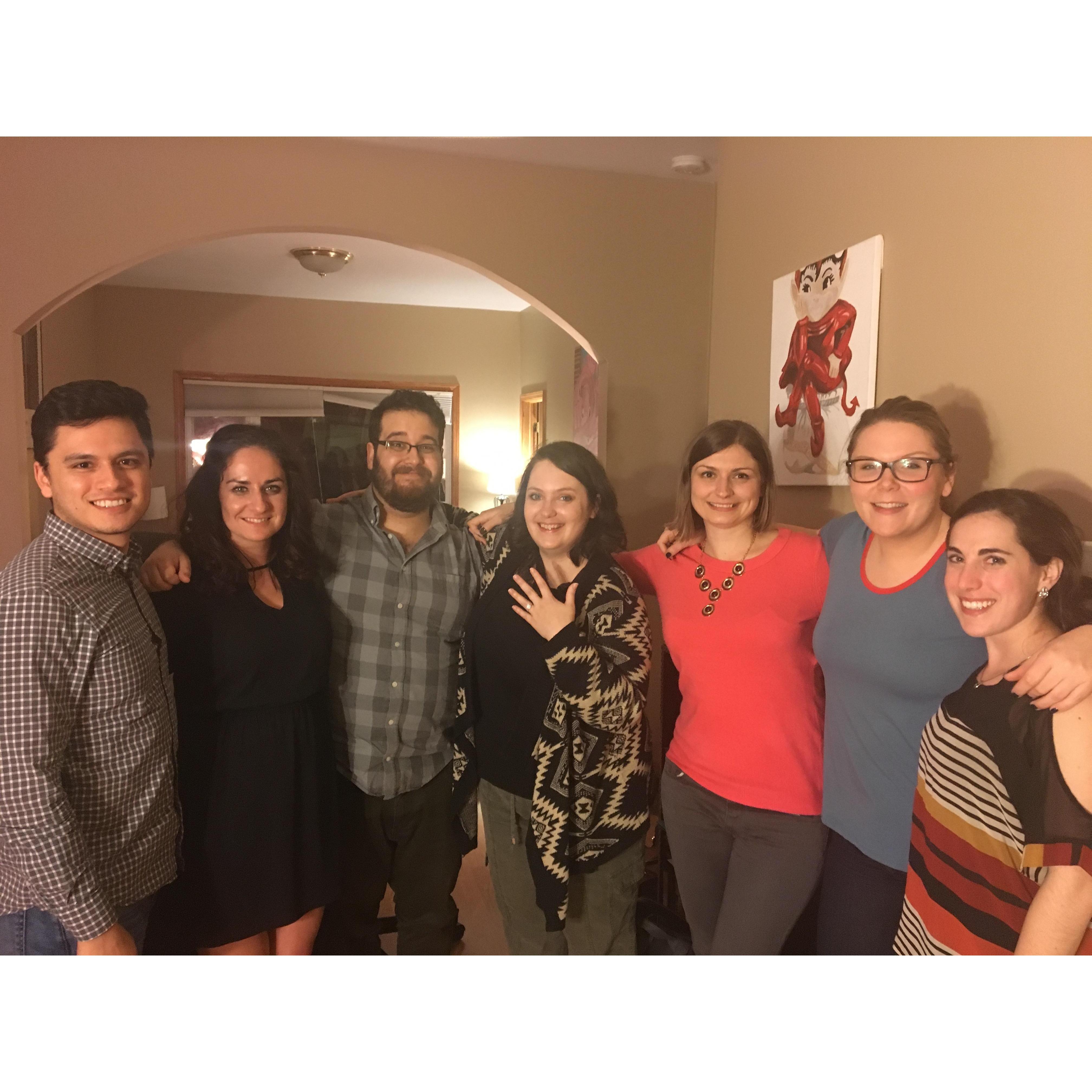 After the "yes," our friends who helped out with the proposal came over to celebrate.