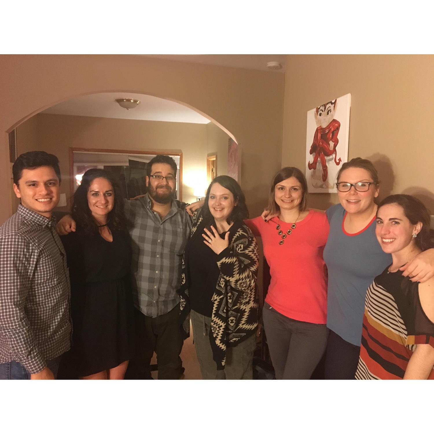 After the "yes," our friends who helped out with the proposal came over to celebrate.