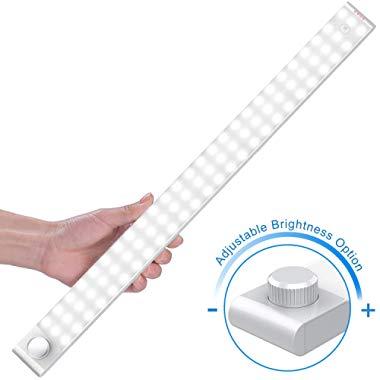 Upgraded 78 LED Closet Light, Rechargeable Dimmable Motion Sensor Closet Light Wireless Under Cabinet Night Light with Large Battery Life 3200mAh for Cabinet,Wardrobe,Kitchen,Hallway (2 Sensor Modes)