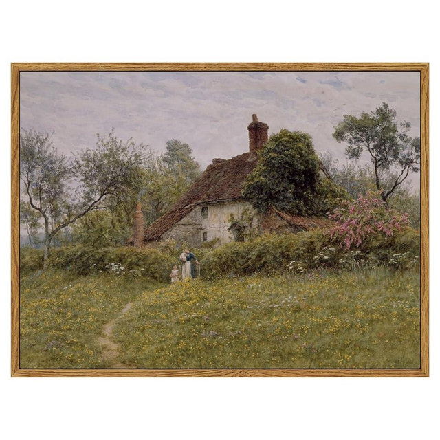 InSimSea Framed Canvas Wall Art Vintage Decor, Landscape Wall Art Prints, Old Cottages Countryside Paintings Wall Decor, Rustic Farmhouse Wall Decor for Bedroom Living Room Bathroom, 12"x16"