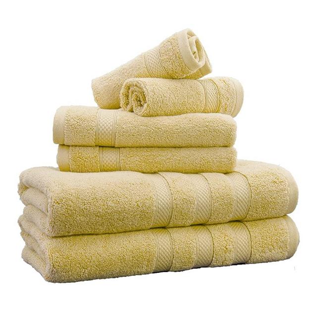 Weavely Towels Butter Yellow Bath Towel Set of 6 Piece, 100% Cotton Zero Twist Soft Luxurious and Highly Absorbent Hotel & Premium Spa Quality Towels 600 GSM 2xBath Towels 2xHand Towels 2xWash Cloths